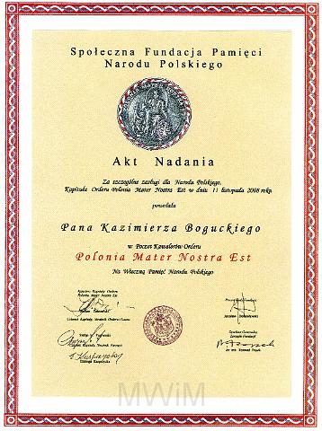 KKE 3150.jpg - Akt Nadania Polonia Mater Nostra Est. 11.XI.2008 r.